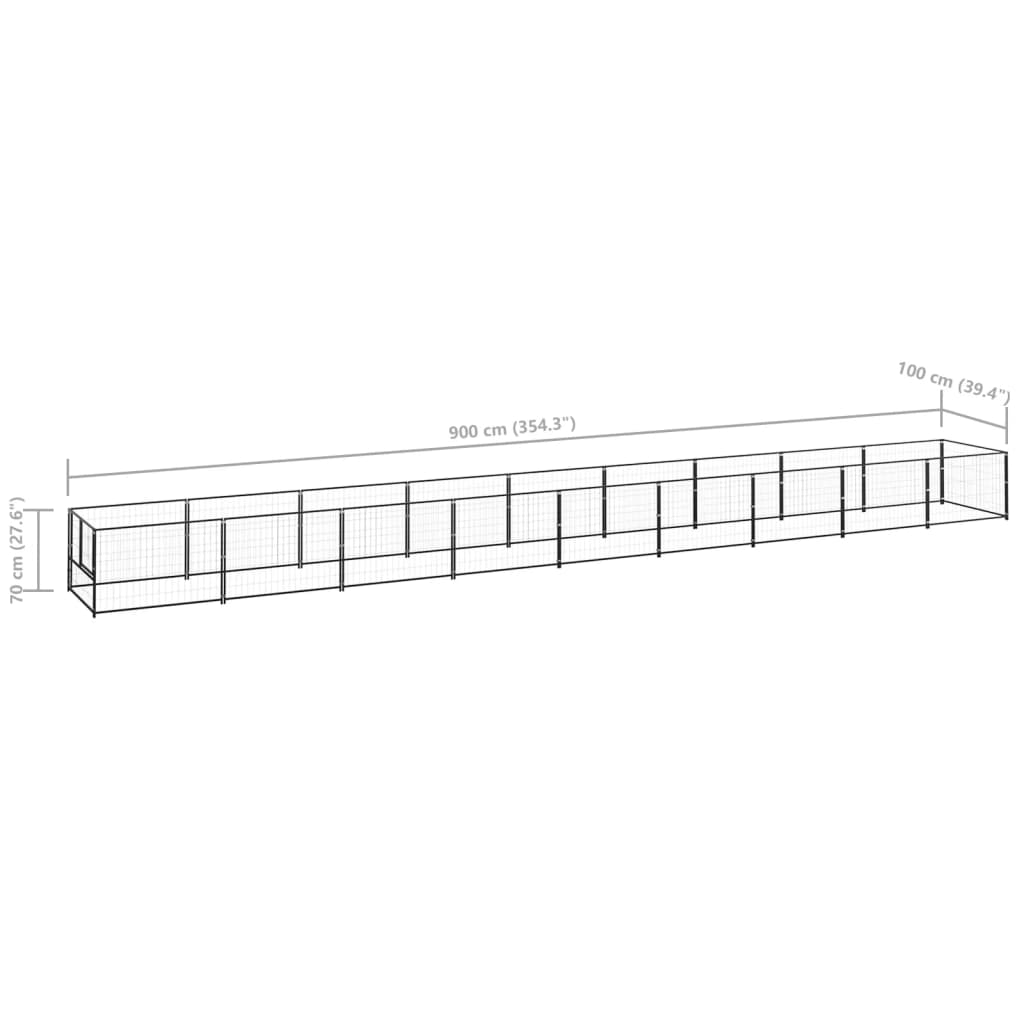 Dog Kennel Black 9 m? Steel