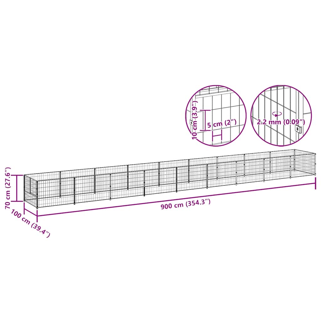 Dog Kennel Black 9 m? Steel