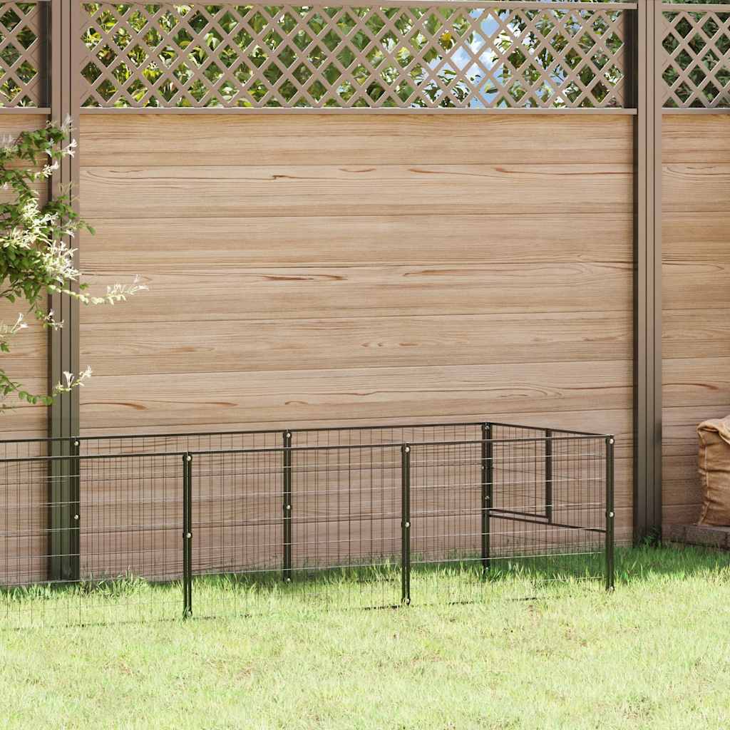 Dog Kennel Black 9 m? Steel