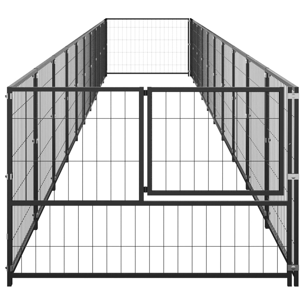 Dog Kennel Black 10 m? Steel
