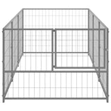 Dog Kennel Silver 3 m² Steel - Side View