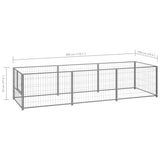 Dog Kennel Silver 3 m² Steel - Rear View