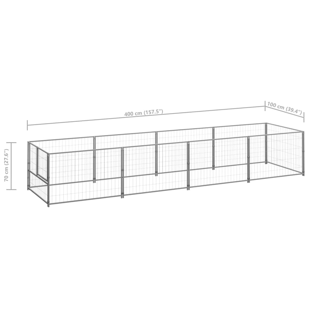 Dog Kennel Silver 4 m? Steel