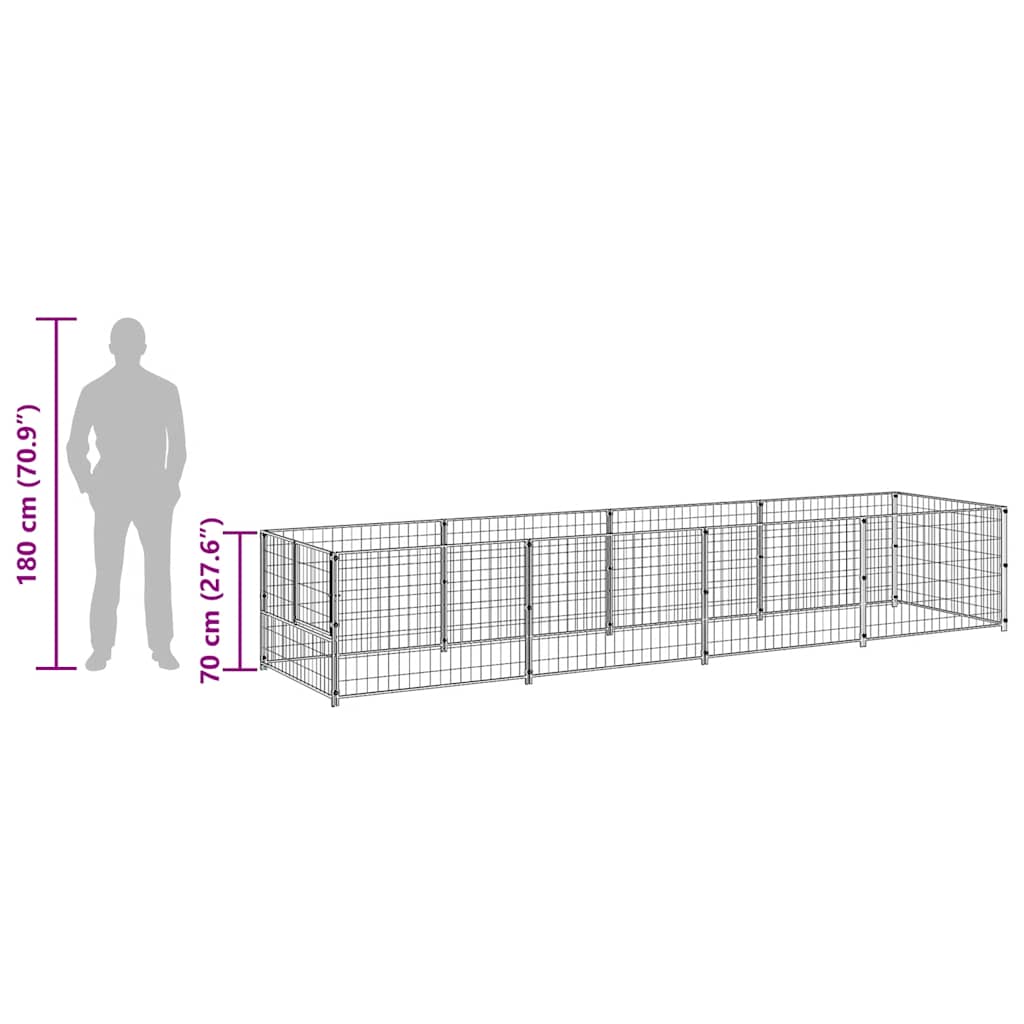 Dog Kennel Silver 4 m? Steel