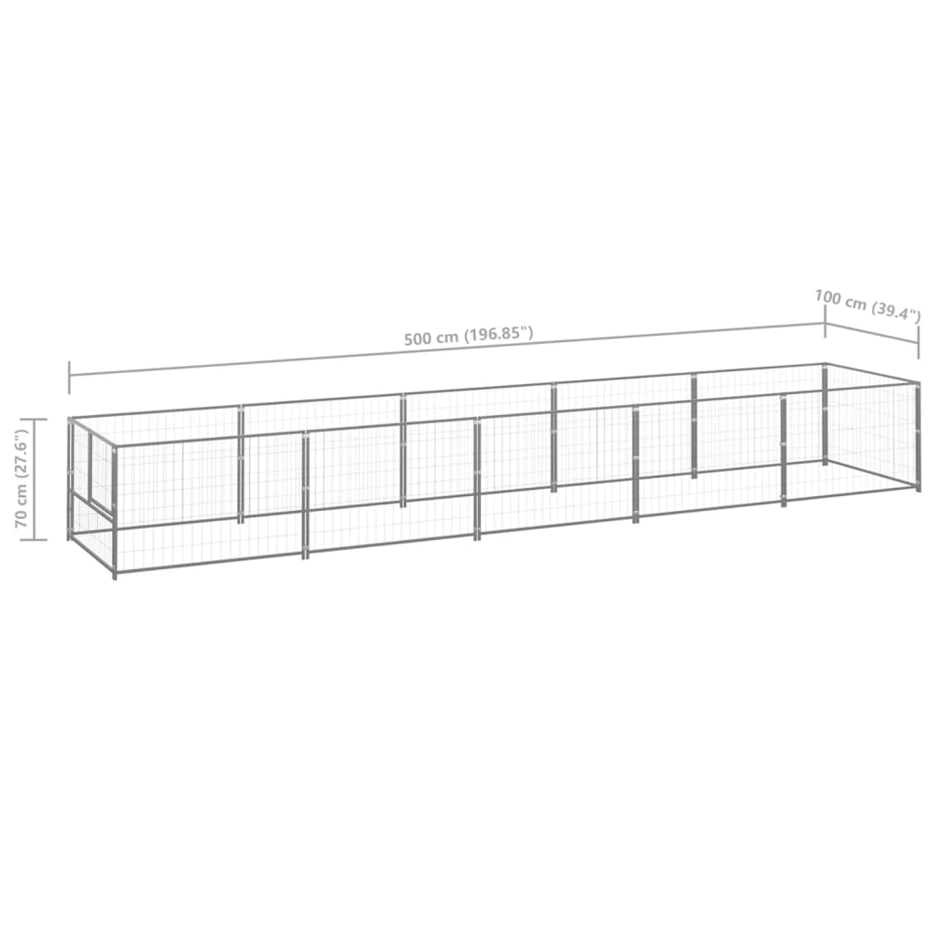 Dog Kennel Silver 5 m? Steel