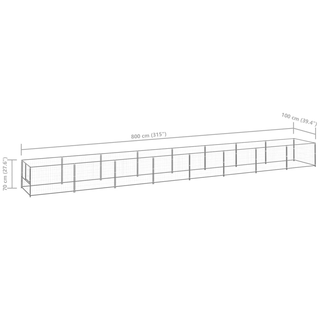 Dog Kennel Silver 8 m? Steel
