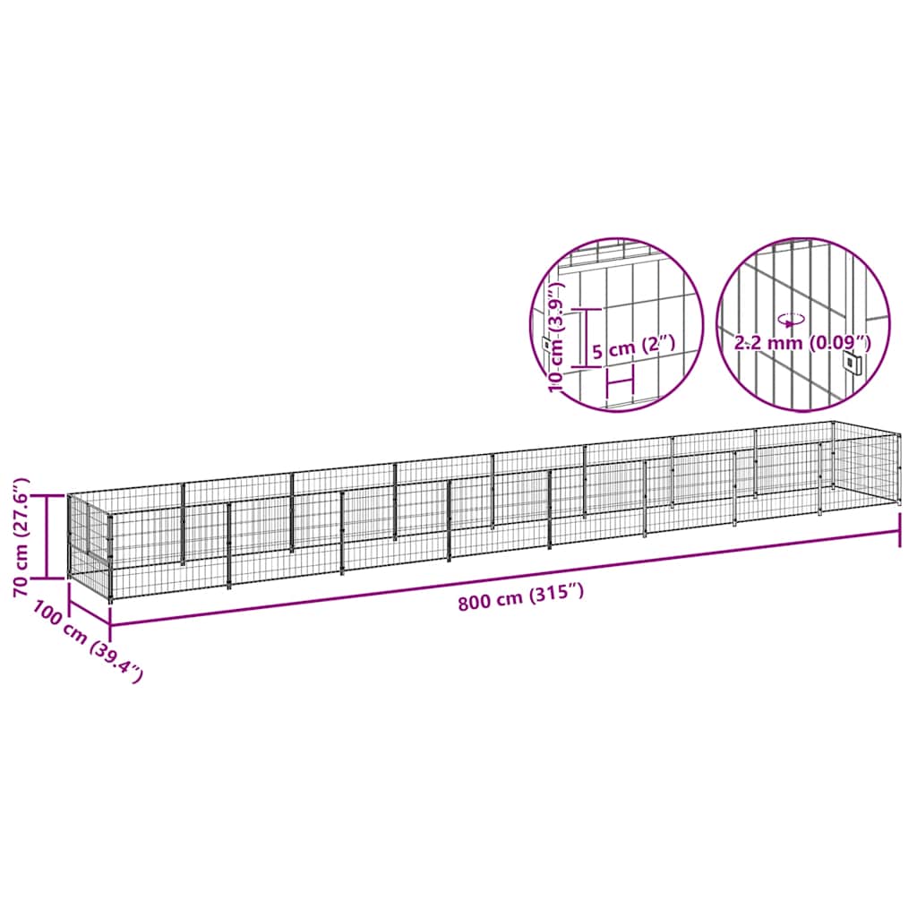 Dog Kennel Silver 8 m? Steel