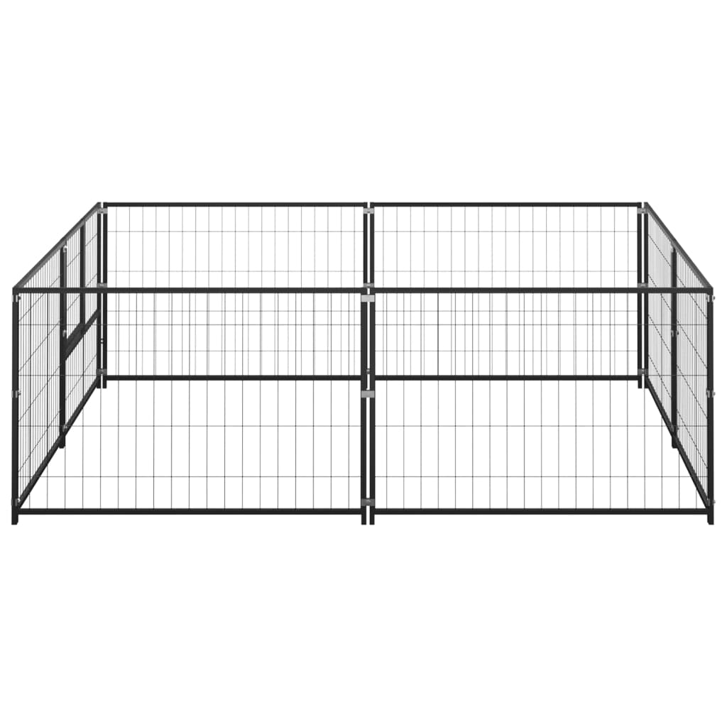 Dog Kennel Black 4 m? Steel