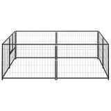 Dog Kennel Black 4 m² Steel - Front View