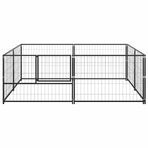 Dog Kennel Black 4 m² Steel