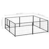 Dog Kennel Black 4 m² Steel - Rear View