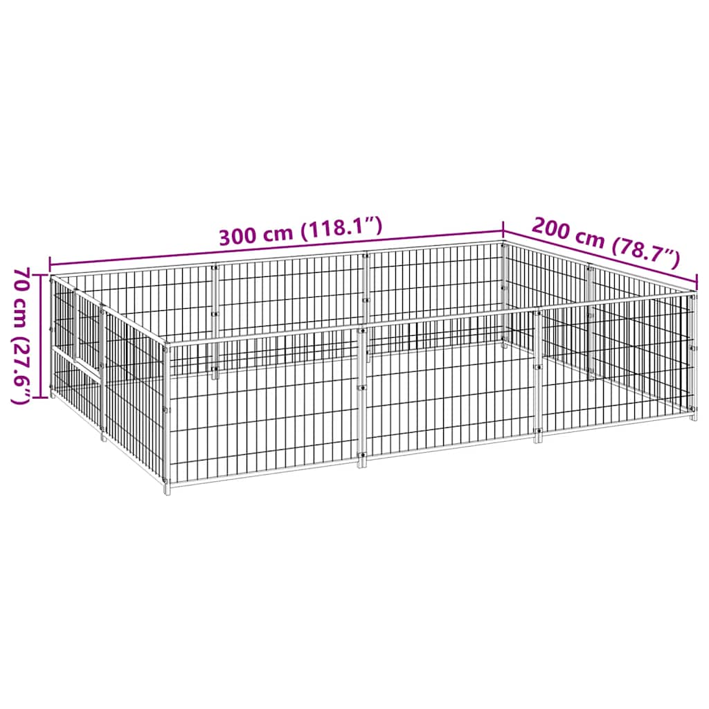 Dog Kennel Black 6 m? Steel