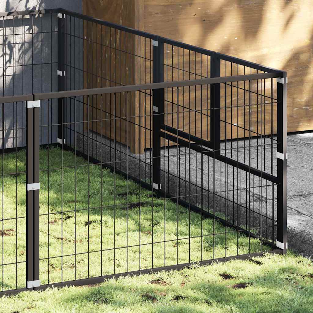 Dog Kennel Black 10 m? Steel
