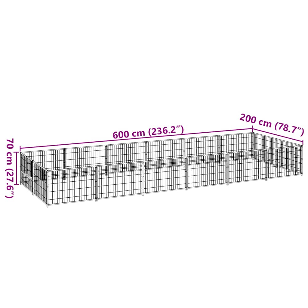 Dog Kennel Black 12 m? Steel