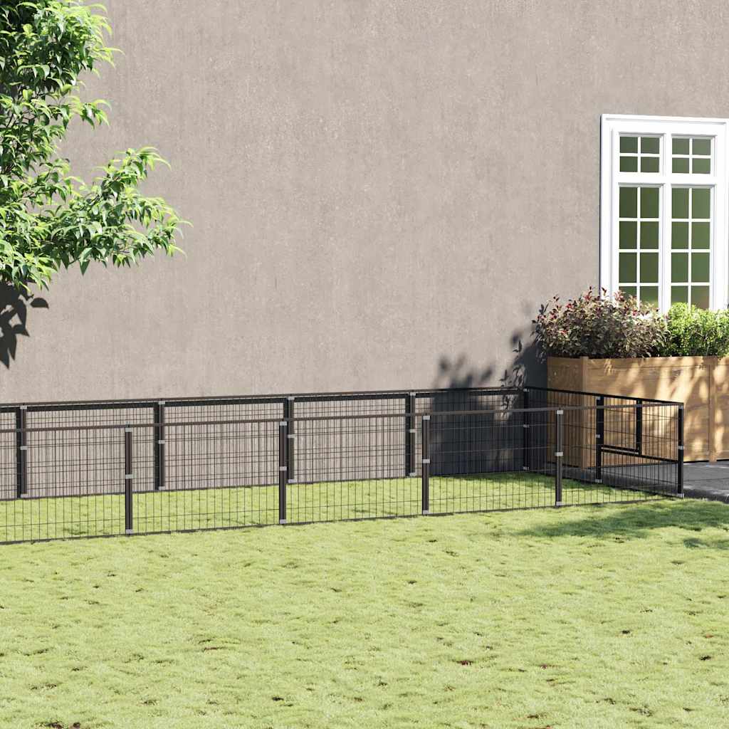Dog Kennel Black 12 m? Steel