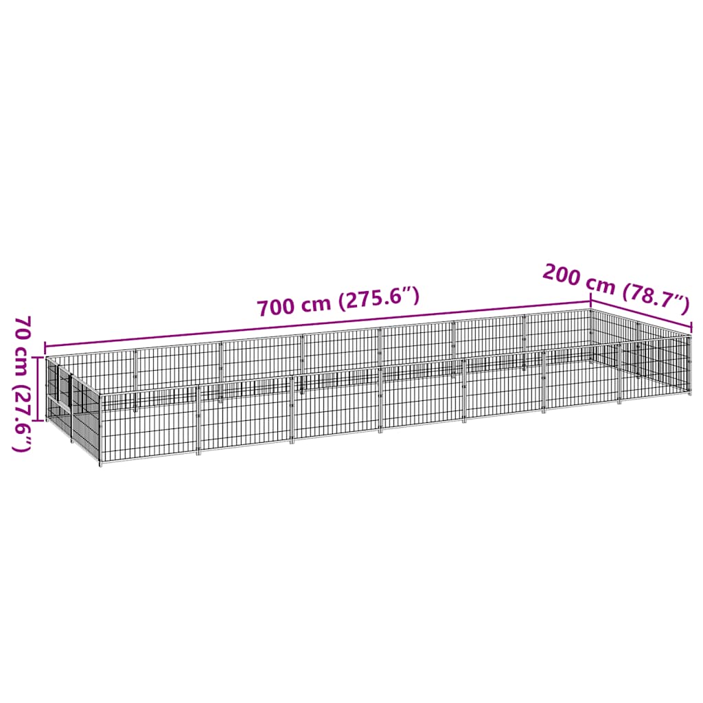 Dog Kennel Black 14 m? Steel