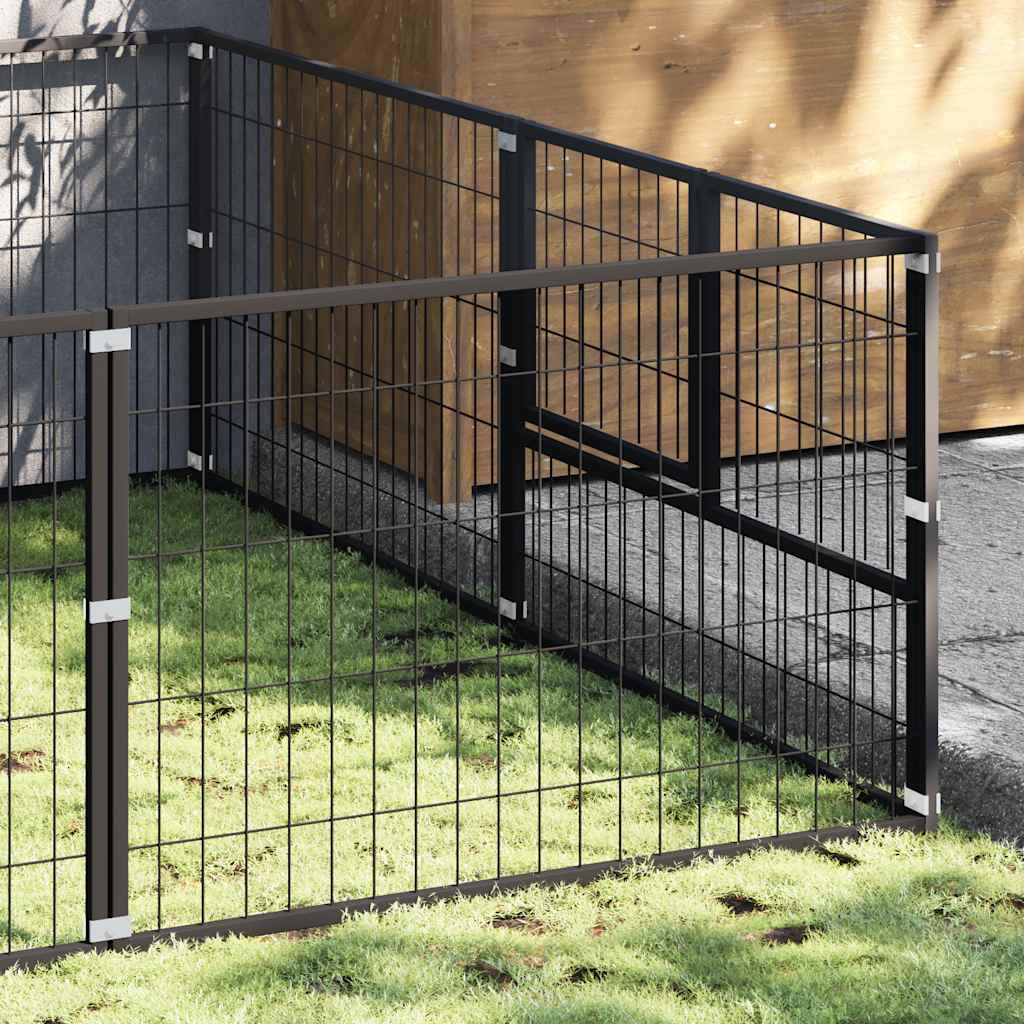 Dog Kennel Black 16 m? Steel