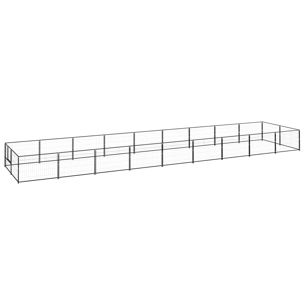 Dog Kennel Black 18 m? Steel
