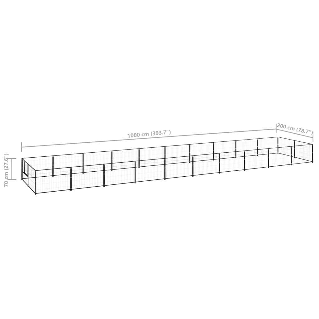 Dog Kennel Black 20 m? Steel
