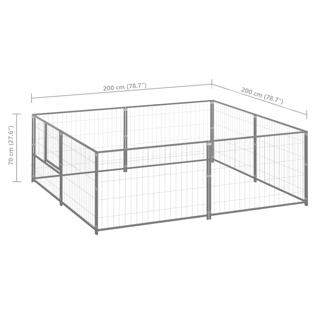 Dog Kennel Silver 4 m? Steel