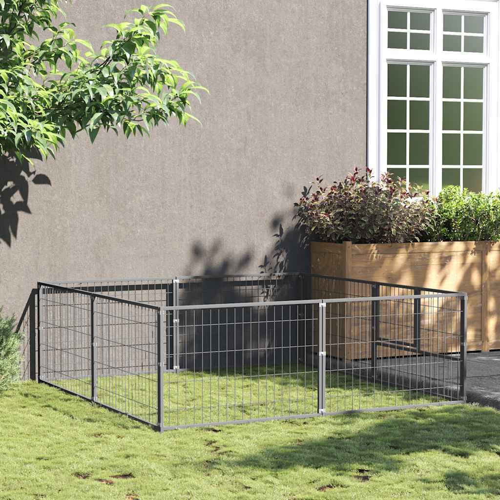 Dog Kennel Silver 4 m? Steel