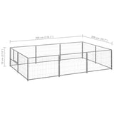 Dog Kennel Silver 6 m² Steel - Rear View