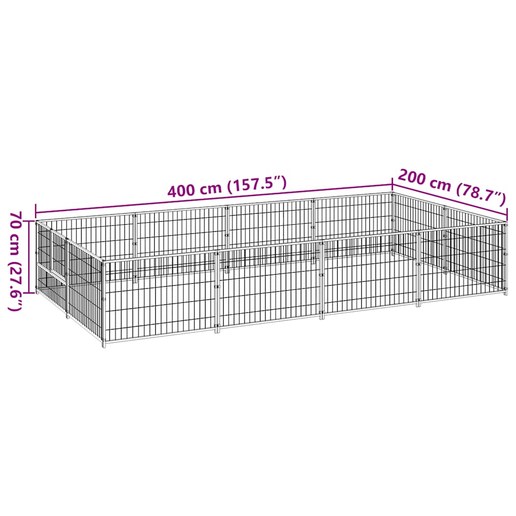 Dog Kennel Silver 8 m? Steel