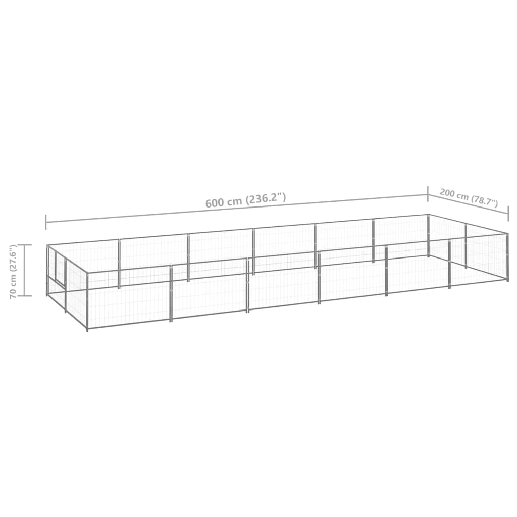 Dog Kennel Silver 12 m? Steel