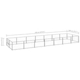 Dog Kennel Silver 14 m² Steel - Rear View