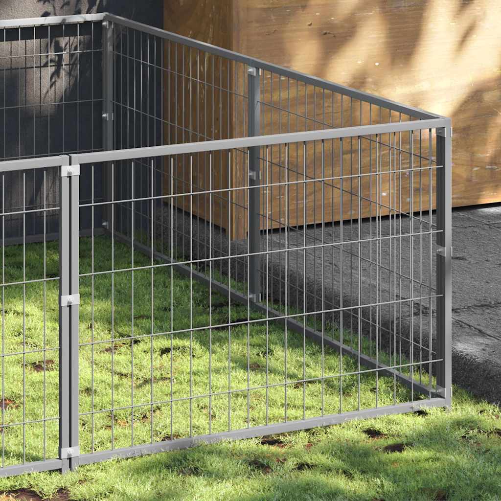 Dog Kennel Silver 16 m² Steel