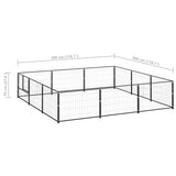 Dog Kennel Black 9 m² Steel - Rear View
