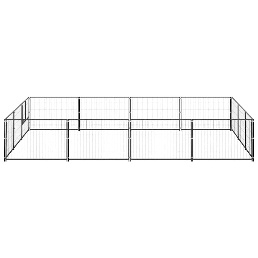 Dog Kennel Black 12 m² Steel