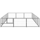 Dog Kennel Black 18 m? Steel - 45-Degree Angle