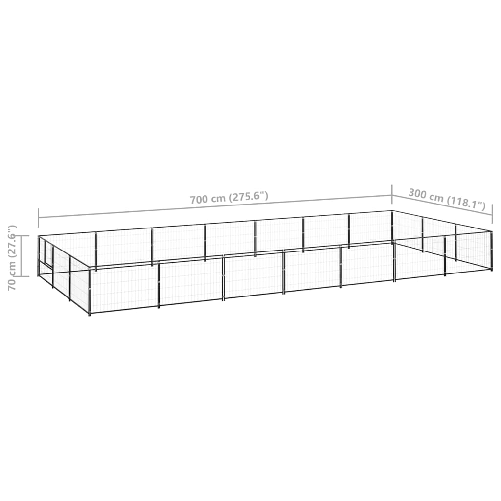 Dog Kennel Black 21 m? Steel