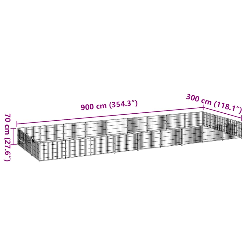 Dog Kennel Black 27 m? Steel
