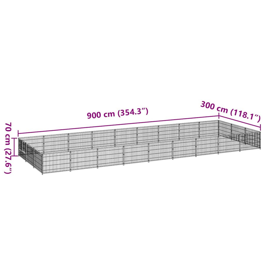 Dog Kennel Black 27 m² Steel
