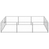 Dog Kennel Silver 9 m² Steel - Front View