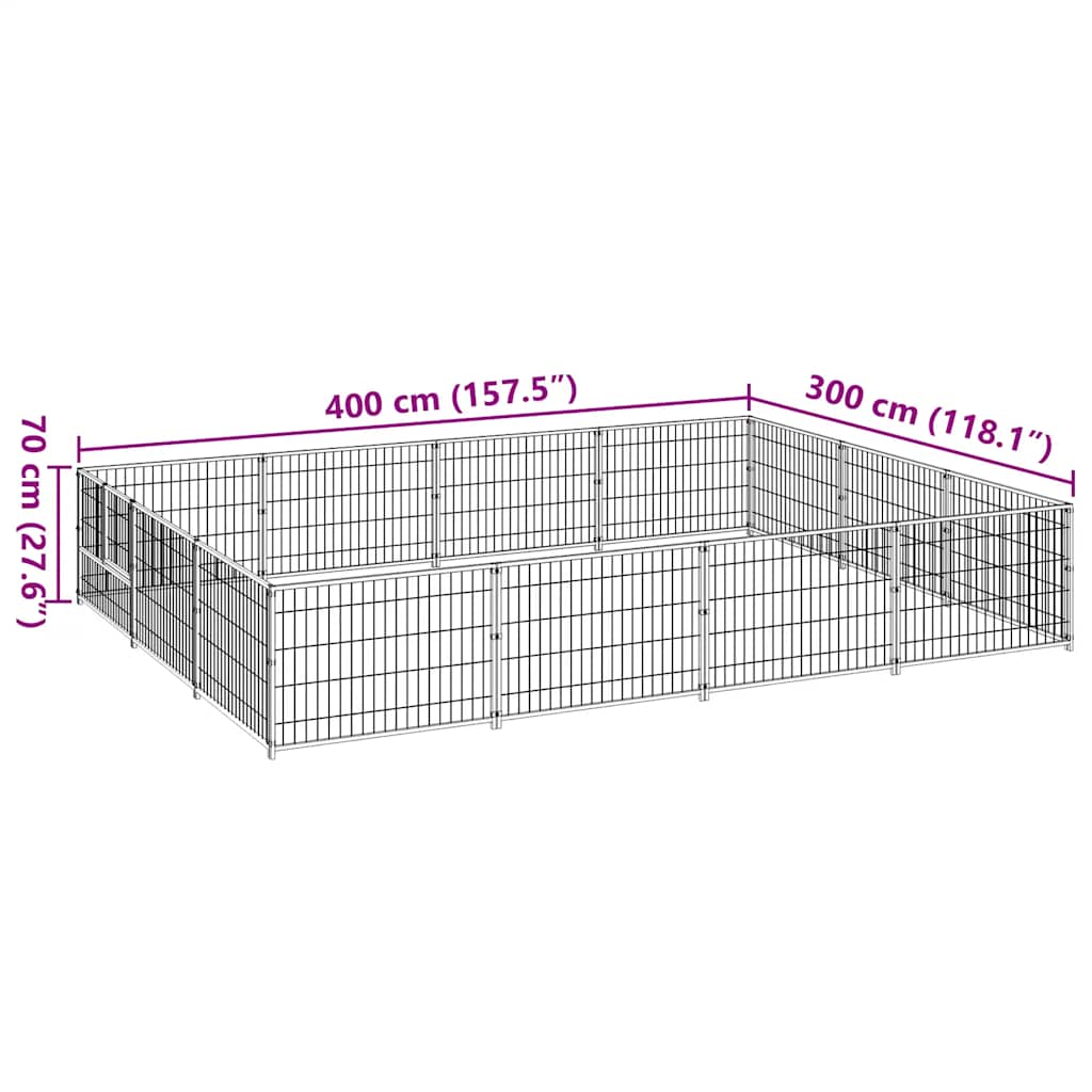 Dog Kennel Silver 12 m? Steel