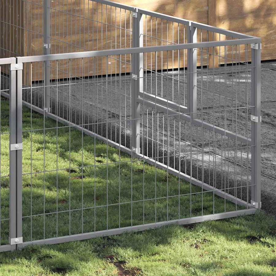 Dog Kennel Silver 18 m² Steel