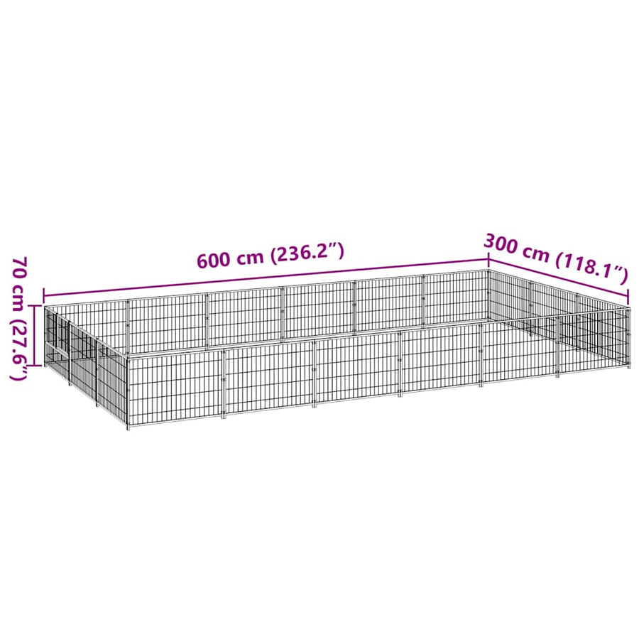 Dog Kennel Silver 18 m² Steel