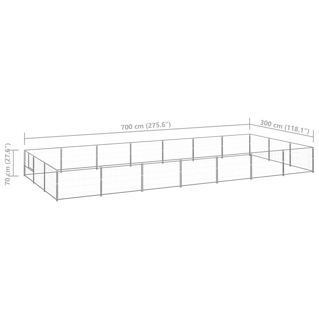 Dog Kennel Silver 21 m? Steel