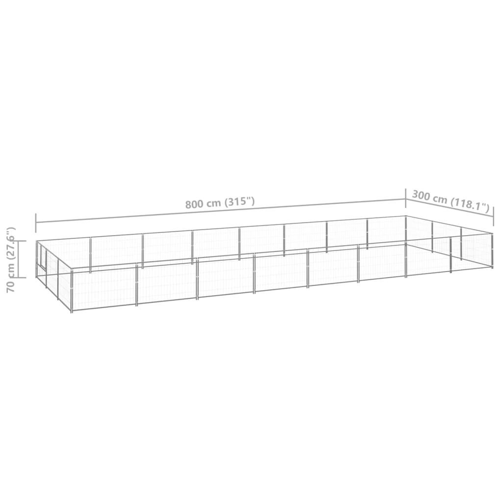 Dog Kennel Silver 24 m? Steel