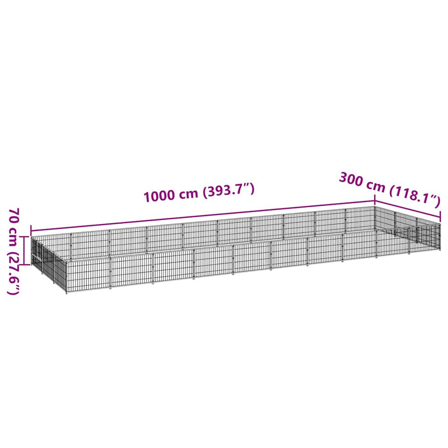 Dog Kennel Silver 30 m² Steel