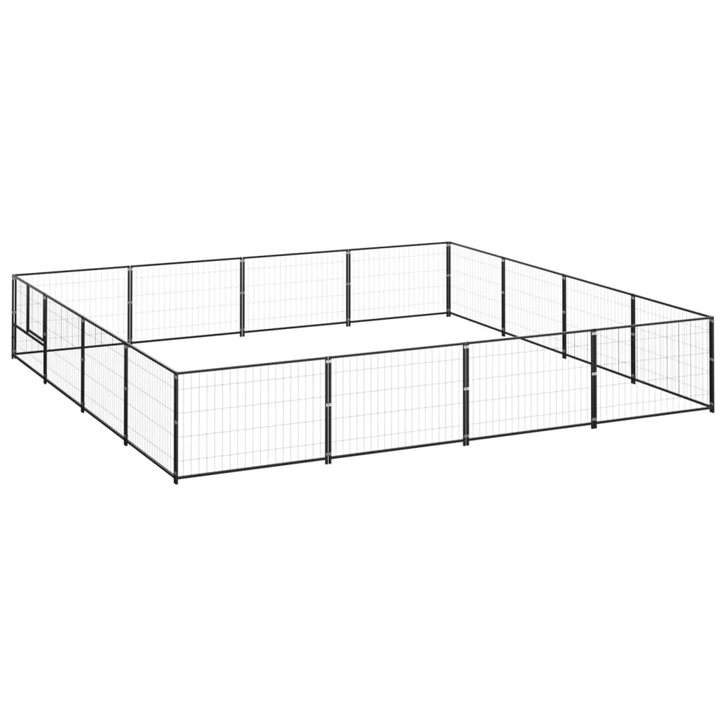 Dog Kennel Black 16 m? Steel