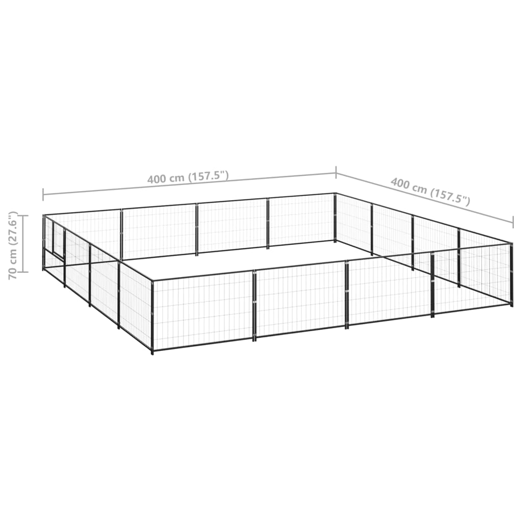 Dog Kennel Black 16 m? Steel