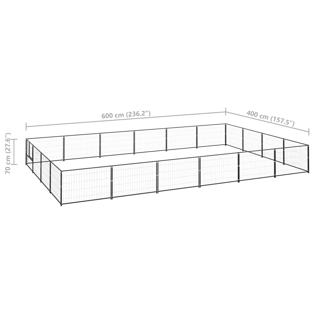 Dog Kennel Black 24 m? Steel
