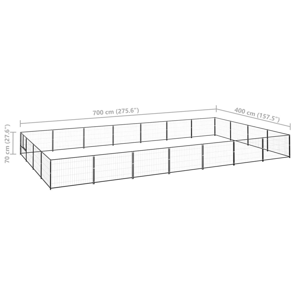 Dog Kennel Black 28 m? Steel