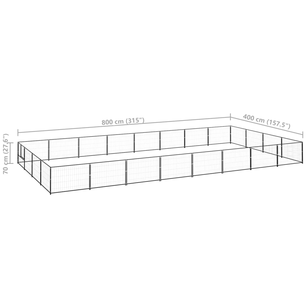 Dog Kennel Black 32 m? Steel
