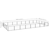 Dog Kennel Black 32 m² Steel - Rear View