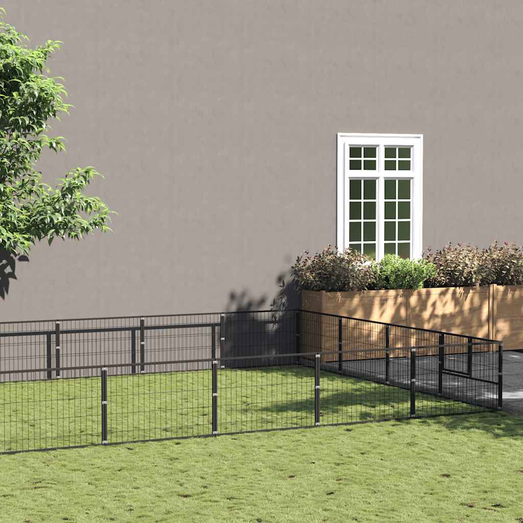 Dog Kennel Black 32 m? Steel
